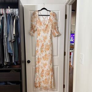 Luxxel White and Orange Floral Maxi Dress